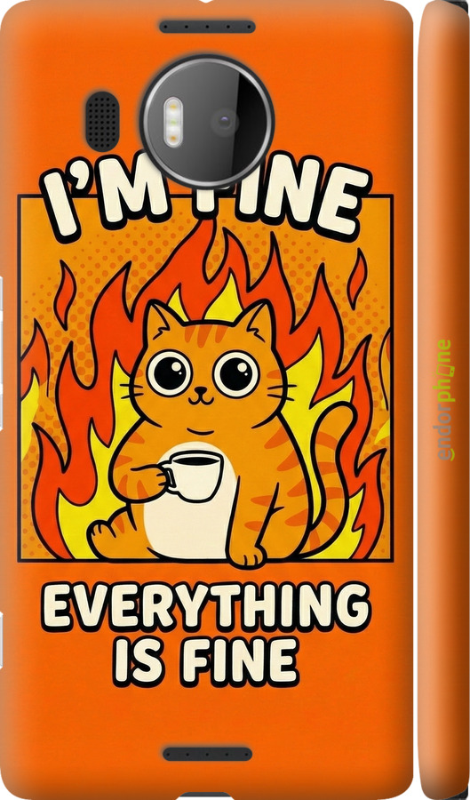 3D пластиковый глянцевый чехол Funny Cat для Microsoft Lumia 950 XL Dual Sim - 6786c-407 изображение 