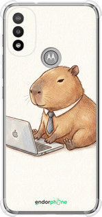 Силіконовий протиударний с посиленими кутами чехол Funny Capybara CEO Working для Motorola E20 - 6777sp-2509 изображение 