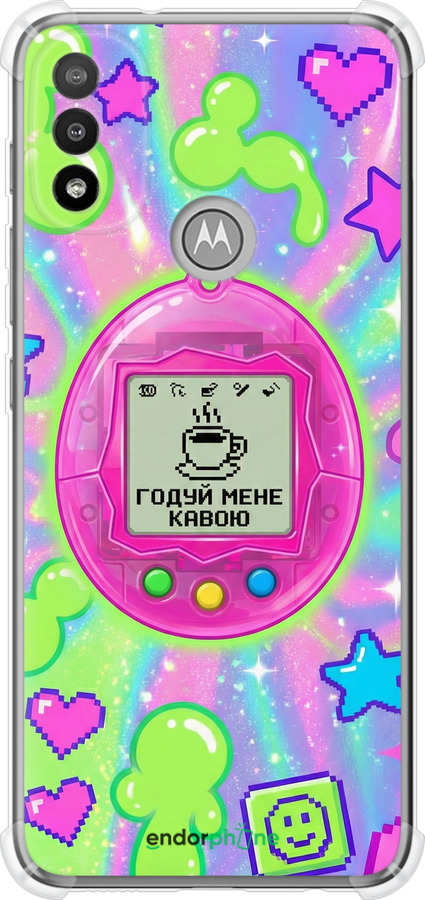 Силикон с усиленными углами чехол Y2K Aesthetic Retro Pet: Годуй мене кавою для Motorola E20 - 6784sp-2509 изображение 