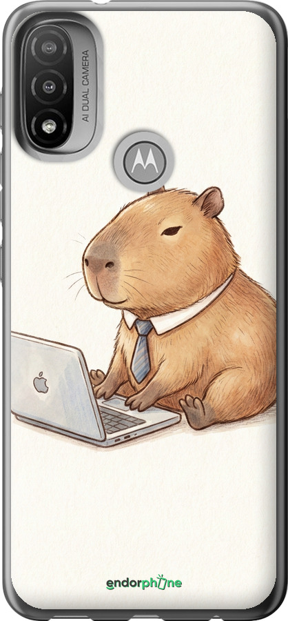 Силиконовый чехол Funny Capybara CEO Working для Motorola E20 - 6777u-2509 изображение 