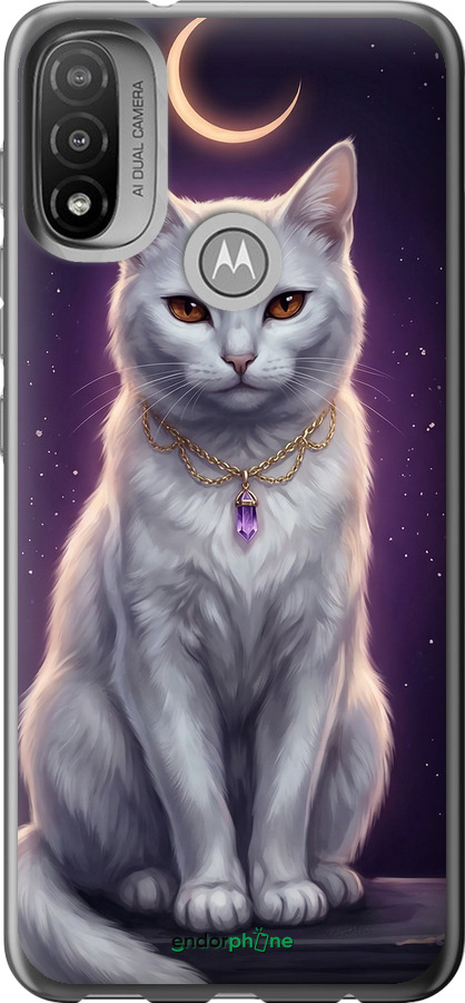 Силіконовий чехол Mystic White Cat Gothic Dark Purple Gold для Motorola E20 - 6805u-2509 изображение 