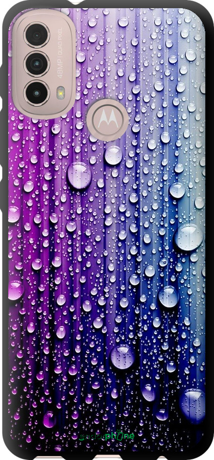 

TPU чорний чохол "Краплини води" для Motorola E40, Синій
