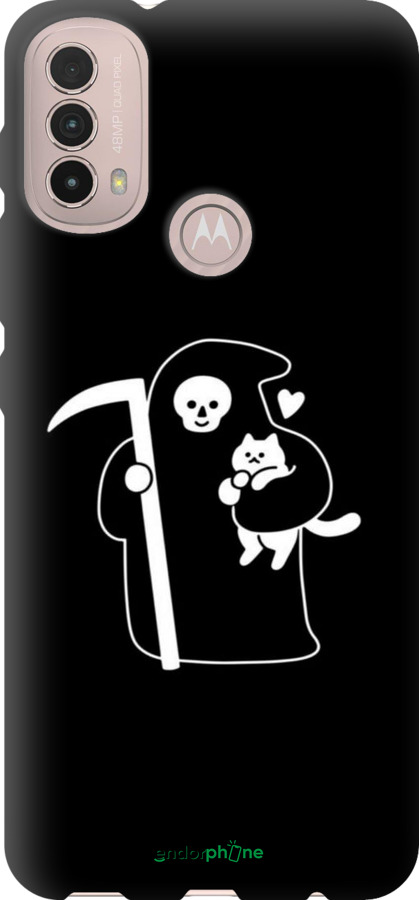 TPU чехол Минималистичный арт: смерть и кошка для Motorola E40 - 6529b-2660 изображение 
