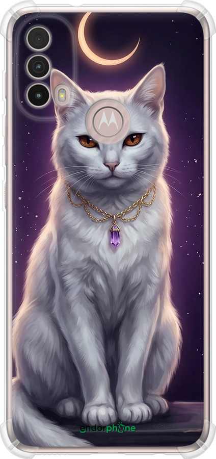 Силіконовий протиударний с посиленими кутами чехол Mystic White Cat Gothic Dark Purple Gold для Motorola E40 - 6805sp-2660 изображение 
