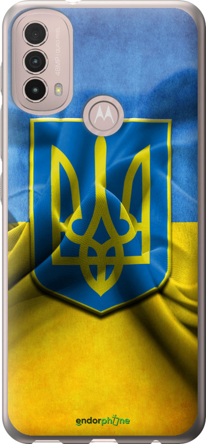 

Силіконовий чохол "Прапор та герб України" для Motorola E40, Блакитний