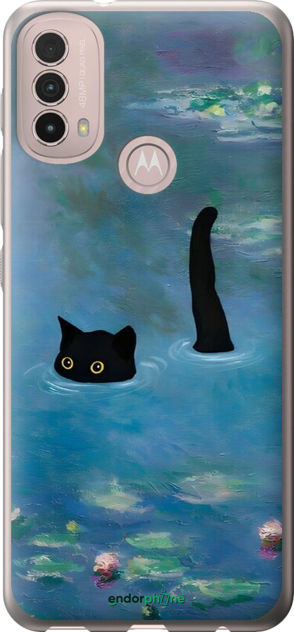 Силиконовый чехол С изображением кота и водяной лилии Monet для Motorola E40 - 6519u-2660 изображение 