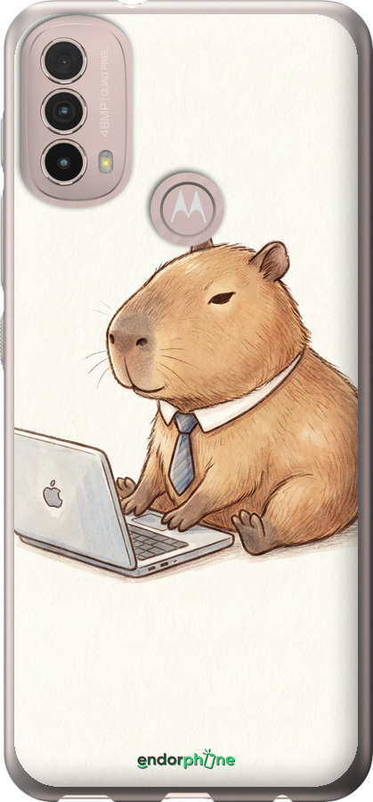 Силиконовый чехол Funny Capybara CEO Working для Motorola E40 - 6777u-2660 изображение 
