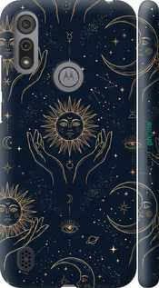 3D пластиковий матовий чехол Celestial Harmony: Sun & Moon Gold Mystic Pattern для Motorola E6i - 6778m-2355 изображение 
