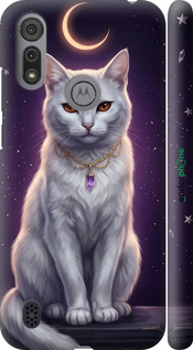 3D пластиковый матовый чехол Mystic White Cat Gothic Dark Purple Gold для Motorola E6i - 6805m-2355 изображение 