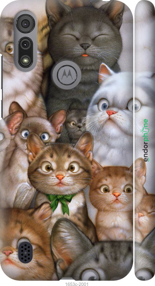 

3D пластиковий матовий чохол "Коти" для Motorola E6s