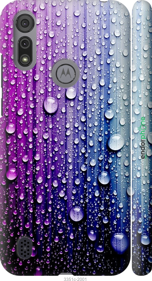 

3D пластиковий матовий чохол "Краплини води" для Motorola E6s, Синій