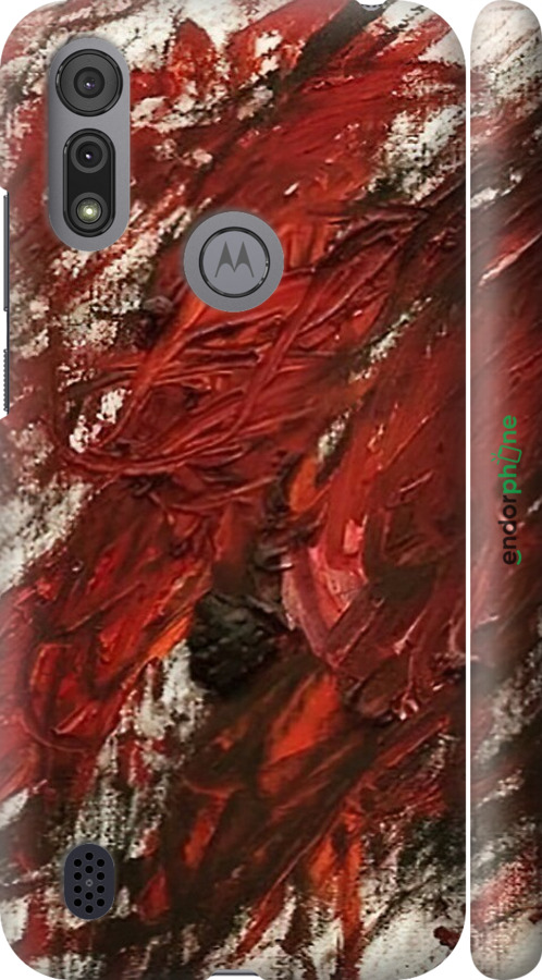 3D пластиковый матовый чехол Абстрактная композиция в красных тонах для Motorola E6i - 6541m-2355 изображение 
