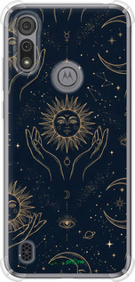 Силіконовий протиударний с посиленими кутами чехол Celestial Harmony: Sun & Moon Gold Mystic Pattern для Motorola E6s - 6778sp-2001 изображение 