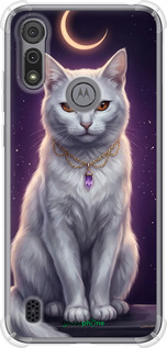 Силикон с усиленными углами чехол Mystic White Cat Gothic Dark Purple Gold для Motorola E6i - 6805sp-2355 изображение 