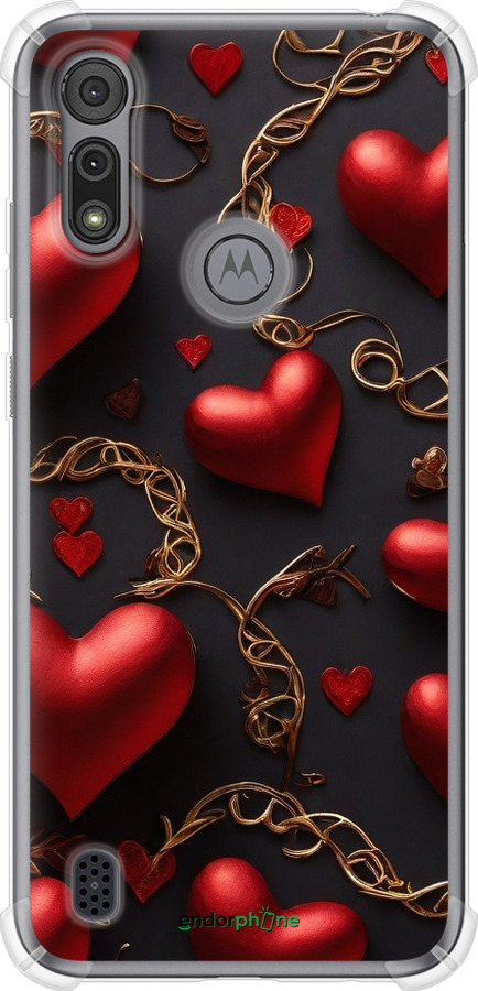 Силіконовий протиударний с посиленими кутами чехол Сердечки для Motorola E6i - 5831sp-2355 изображение 