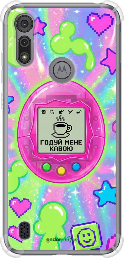 Силикон с усиленными углами чехол Y2K Aesthetic Retro Pet: Годуй мене кавою для Motorola E6i - 6784sp-2355 изображение 