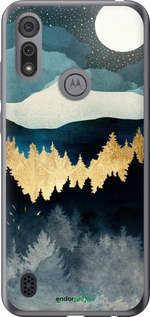 Силиконовый чехол Ночной пейзаж с лесом и горами для Motorola E6s - 6493u-2001 изображение 