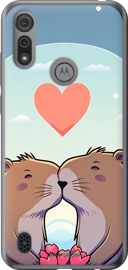 Силиконовый чехол Капибара любовь для Motorola E6i - 6027u-2355 изображение 