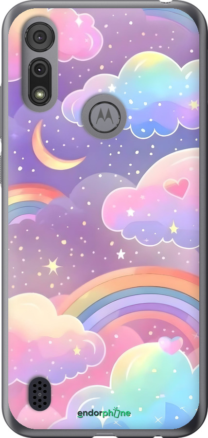 Силиконовый чехол Облака и радуга для Motorola E6i - 6312u-2355 изображение 