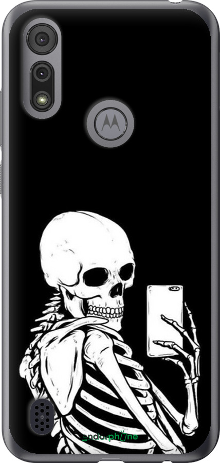 Силиконовый чехол Скелет делает Selfie для Motorola E6i - 6535u-2355 изображение 