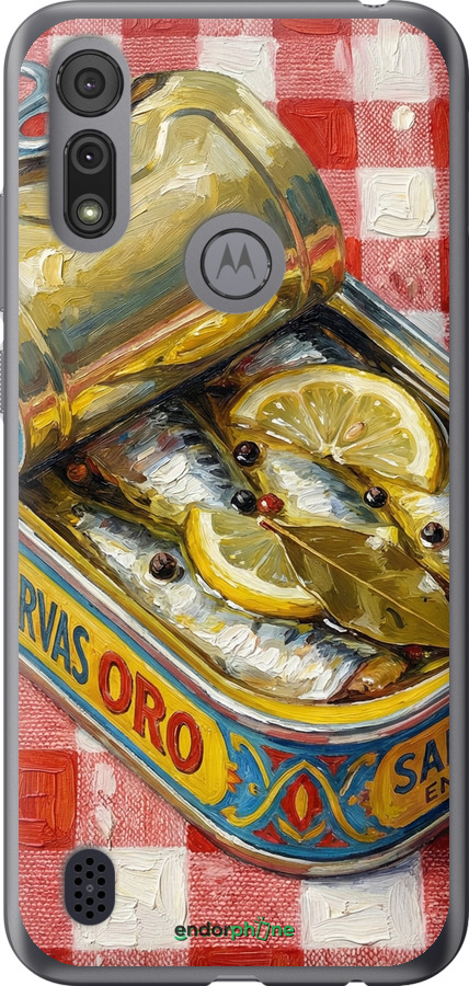 Силиконовый чехол Vintage Sardine Tin Phone для Motorola E6s - 6772u-2001 изображение 