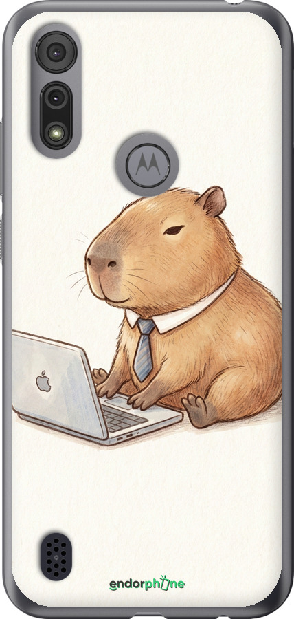 Силиконовый чехол Funny Capybara CEO Working для Motorola E6i - 6777u-2355 изображение 