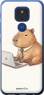 Силиконовый чехол Funny Capybara CEO Working для Motorola E7 Plus - 6777u-2107 изображение 