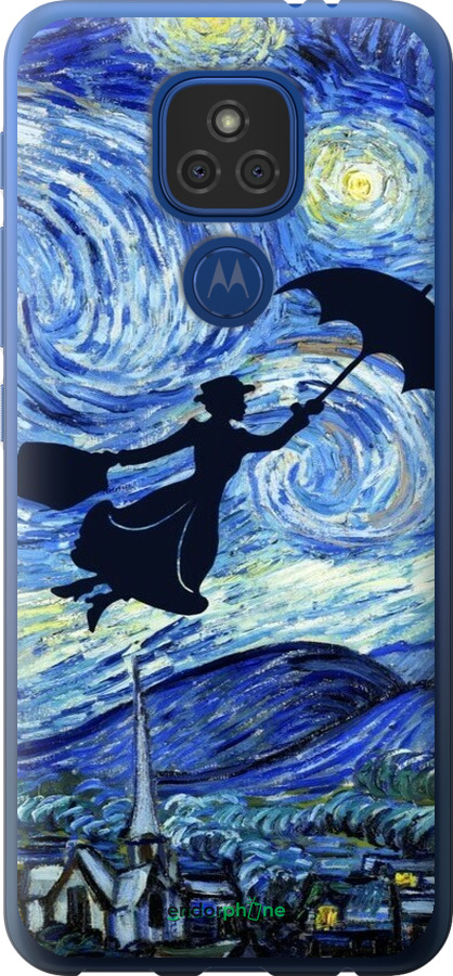 Силіконовий чехол Із зображенням Мері Поппінс «Зоряна ніч» для Motorola E7 Plus - 6487u-2107 изображение 