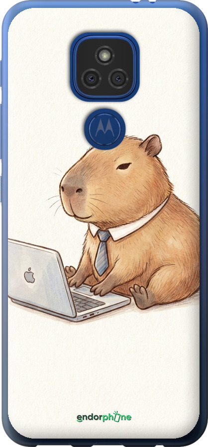 Силиконовый чехол Funny Capybara CEO Working для Motorola E7 Plus - 6777u-2107 изображение 