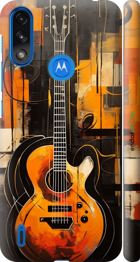3D пластиковий матовий чехол Чохол для телефону Помаранчева гітара для Motorola E7 Power - 5934m-2284 изображение 