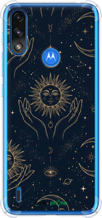 Силіконовий протиударний с посиленими кутами чехол Celestial Harmony: Sun & Moon Gold Mystic Pattern для Motorola E7 Power - 6778sp-2284 изображение 