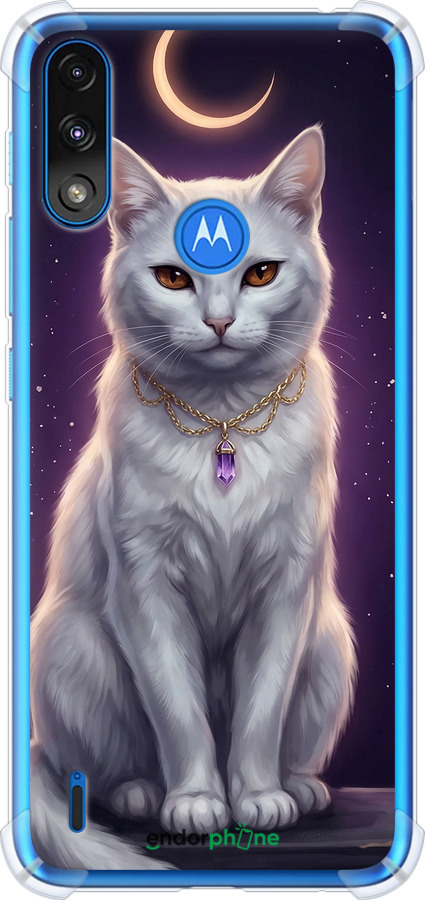 Силіконовий протиударний с посиленими кутами чехол Mystic White Cat Gothic Dark Purple Gold для Motorola E7 Power - 6805sp-2284 изображение 