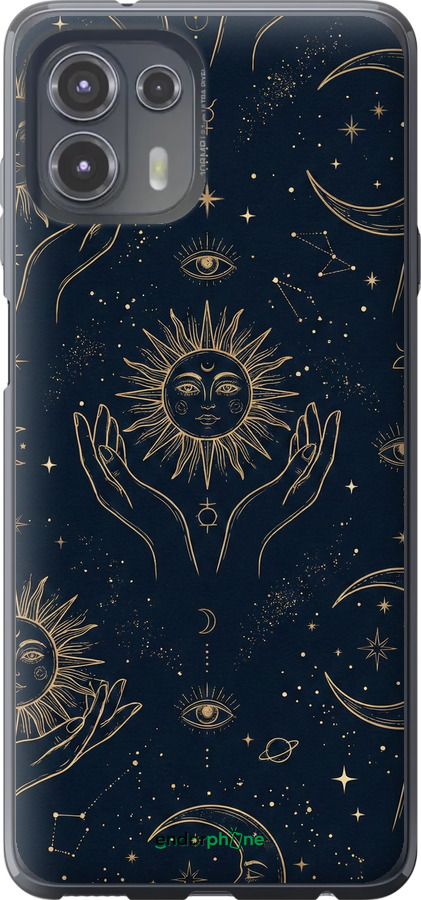 Силиконовый чехол Celestial Harmony: Sun & Moon Gold Mystic Pattern для Motorola Edge 20 Lite - 6778u-2496 изображение 