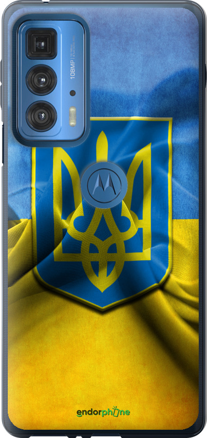 

Силіконовий чохол "Прапор та герб України" для Motorola Edge 20 Pro, Блакитний