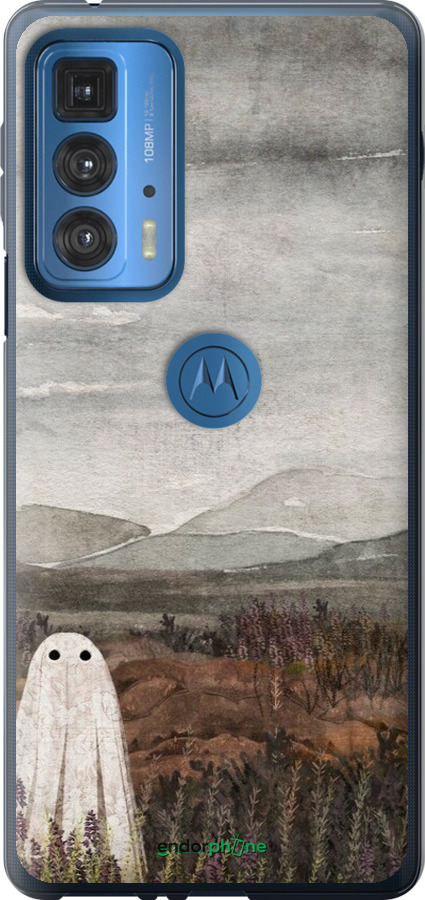 Силиконовый чехол Одинокий призрак на фоне гор для Motorola Edge 20 Pro - 6486u-2662 изображение 
