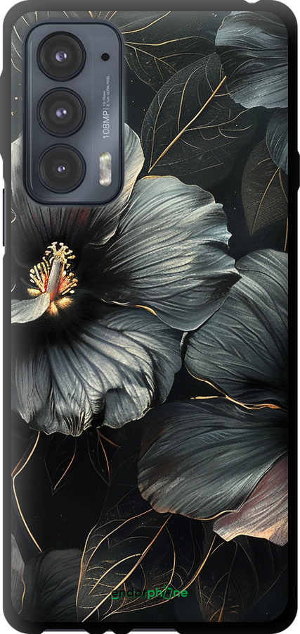 TPU чехол Черные цветы для Motorola Edge 20 - 6031b-2497 изображение 