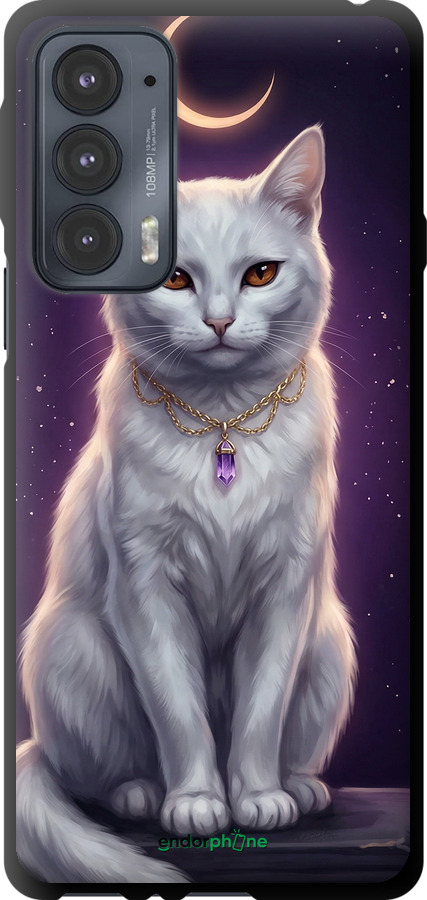 TPU чехол Mystic White Cat Gothic Dark Purple Gold для Motorola Edge 20 - 6805b-2497 изображение 
