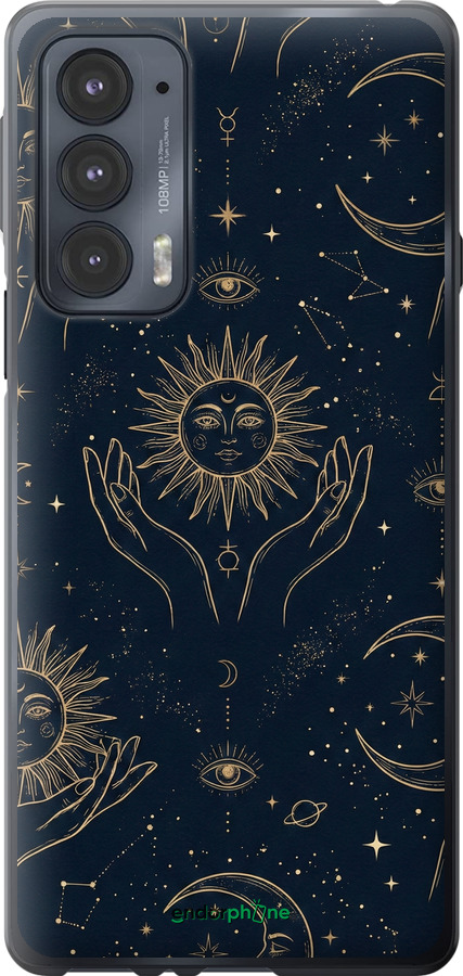 Силиконовый чехол Celestial Harmony: Sun & Moon Gold Mystic Pattern для Motorola Edge 20 - 6778u-2497 изображение 