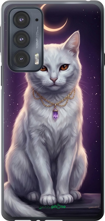 Силиконовый чехол Mystic White Cat Gothic Dark Purple Gold для Motorola Edge 20 - 6805u-2497 изображение 