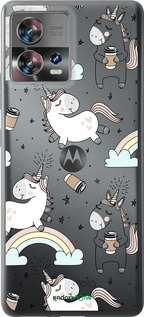 Силиконовый чехол Единорог и кофе для Motorola Edge 30 Fusion 5G - 4661u-3198 изображение 