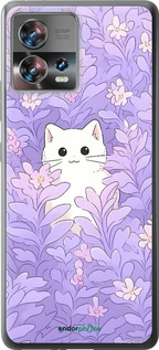 Силиконовый чехол Котик в цветах для Motorola Edge 30 Fusion 5G - 6390u-3198 изображение 