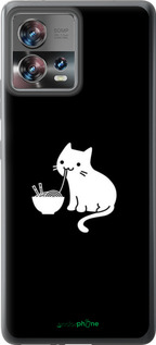 Силиконовый чехол С милым котом на черном фоне для Motorola Edge 30 Fusion 5G - 6528u-3198 изображение 