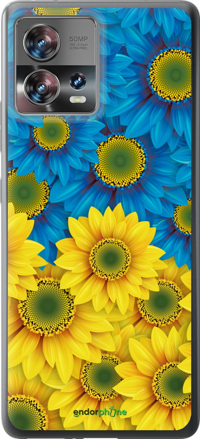 Силиконовый чехол Жёлто-голубые цветы для Motorola Edge 30 Fusion 5G - 1048u-3198 изображение 