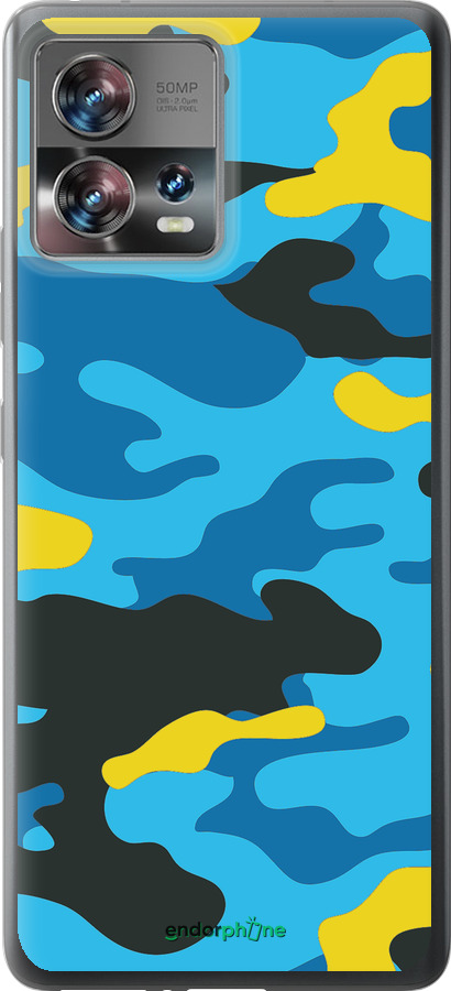 Силиконовый чехол Желто-голубой камуфляж для Motorola Edge 30 Fusion 5G - 1084u-3198 изображение 