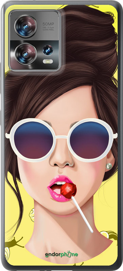 Силиконовый чехол Девушка с чупа-чупсом для Motorola Edge 30 Fusion 5G - 3979u-3198 изображение 
