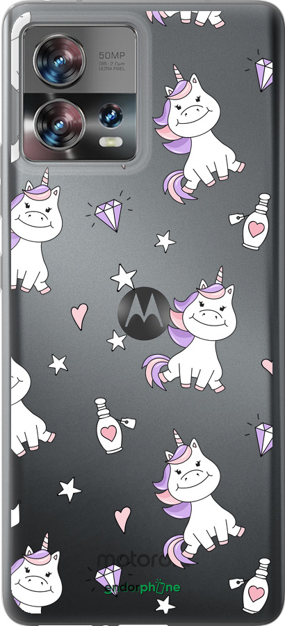 Силиконовый чехол Единорожка v2 для Motorola Edge 30 Fusion 5G - 4703u-3198 изображение 