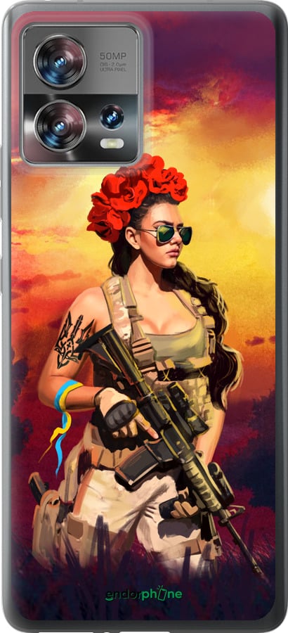 Силиконовый чехол Украинка с оружием для Motorola Edge 30 Fusion 5G - 5316u-3198 изображение 