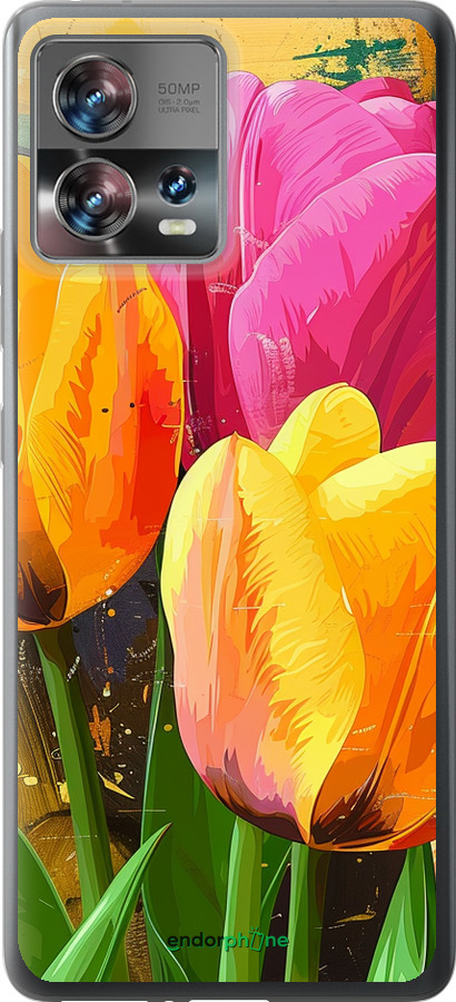 Силиконовый чехол Нарисованные тюльпаны для Motorola Edge 30 Fusion 5G - 5990u-3198 изображение 