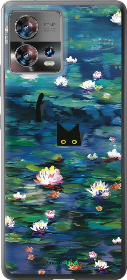 Силиконовый чехол Чехол с изображением водяных лилий Моне и кошек для Motorola Edge 30 Fusion 5G - 6399u-3198 изображение 
