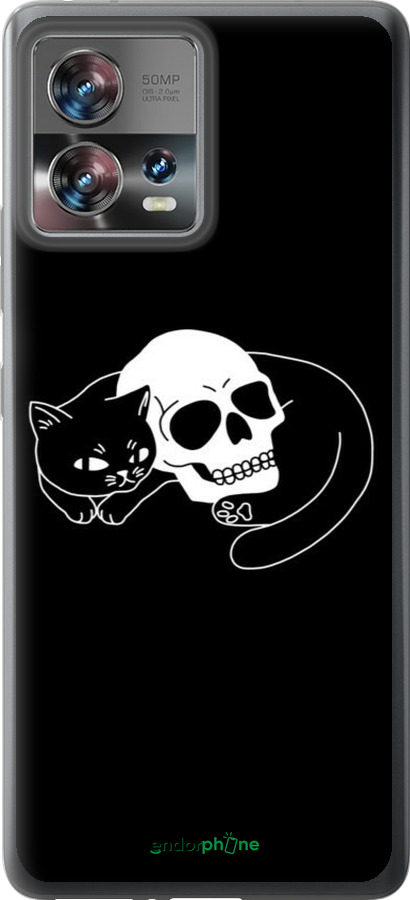 Силиконовый чехол С изображением кота и черепа для Motorola Edge 30 Fusion 5G - 6491u-3198 изображение 